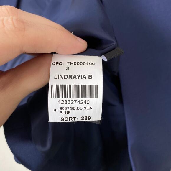 THEORY Lindrayia Blazer Navy Sea Blue Size 2 Collarless Jacket Wool Business - Picture 8 of 8